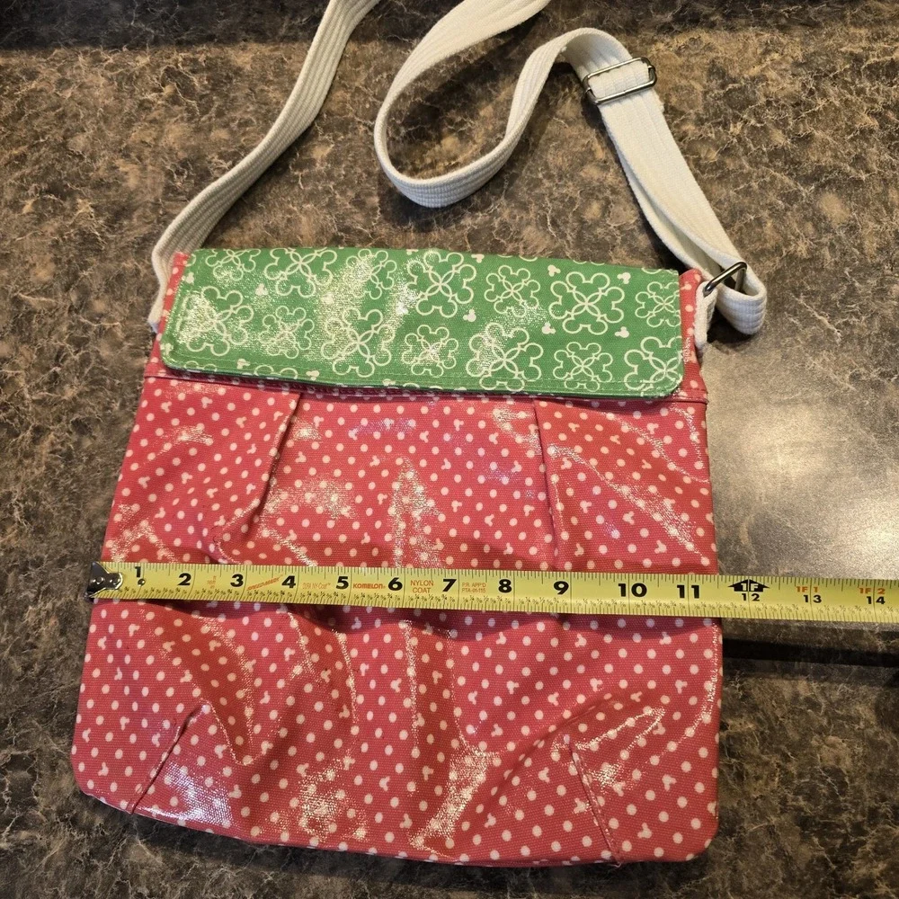 Disney Parks Crossbody Handbag Green & Red Vinyl - Picture 6 of 10